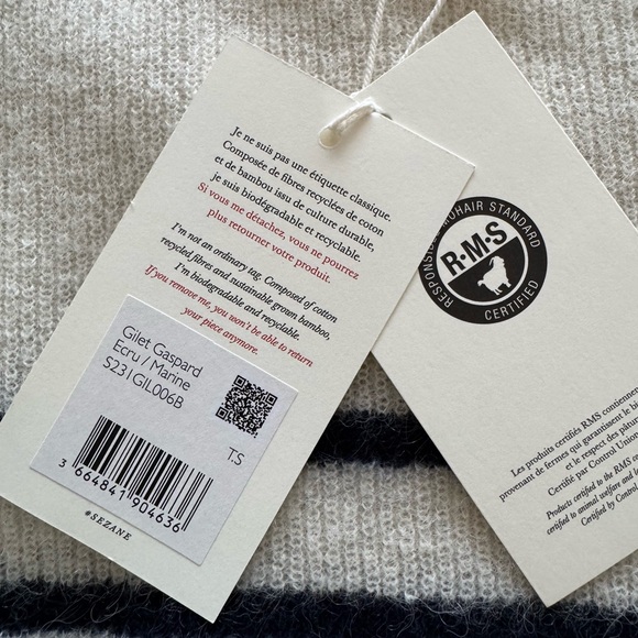 Sezane Gaspard ecru navy stripes size S NWT - Picture 4 of 6